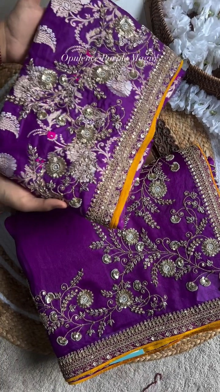 Purple Luminescence Banarasi Saree 💜✨