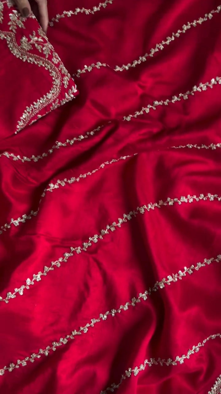 Red Raw Silk Designer Banarasi Saree 🔥✨