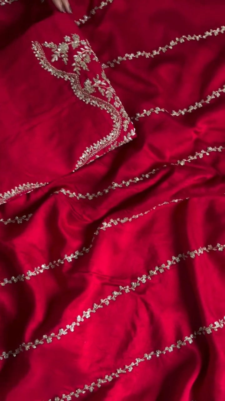 Red Raw Silk Designer Banarasi Saree 🔥✨
