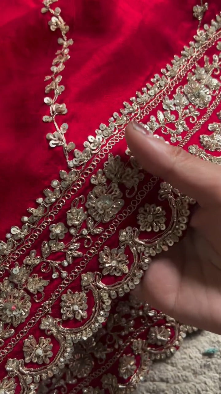 Red Raw Silk Designer Banarasi Saree 🔥✨