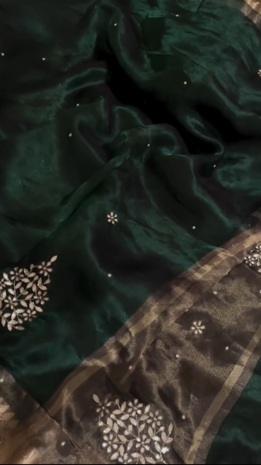 Dark Green Pure Tissue Silk Banarasi Saree 🔥✨
