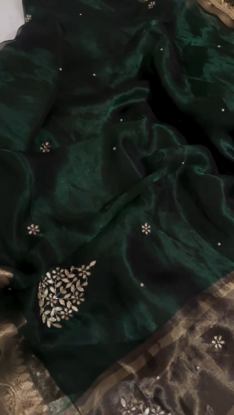Dark Green Pure Tissue Silk Banarasi Saree 🔥✨