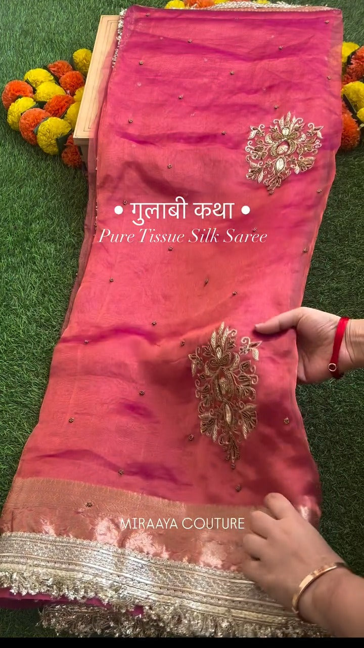 Blooming Gulab Pure Banarasi Saree 🌸🌹