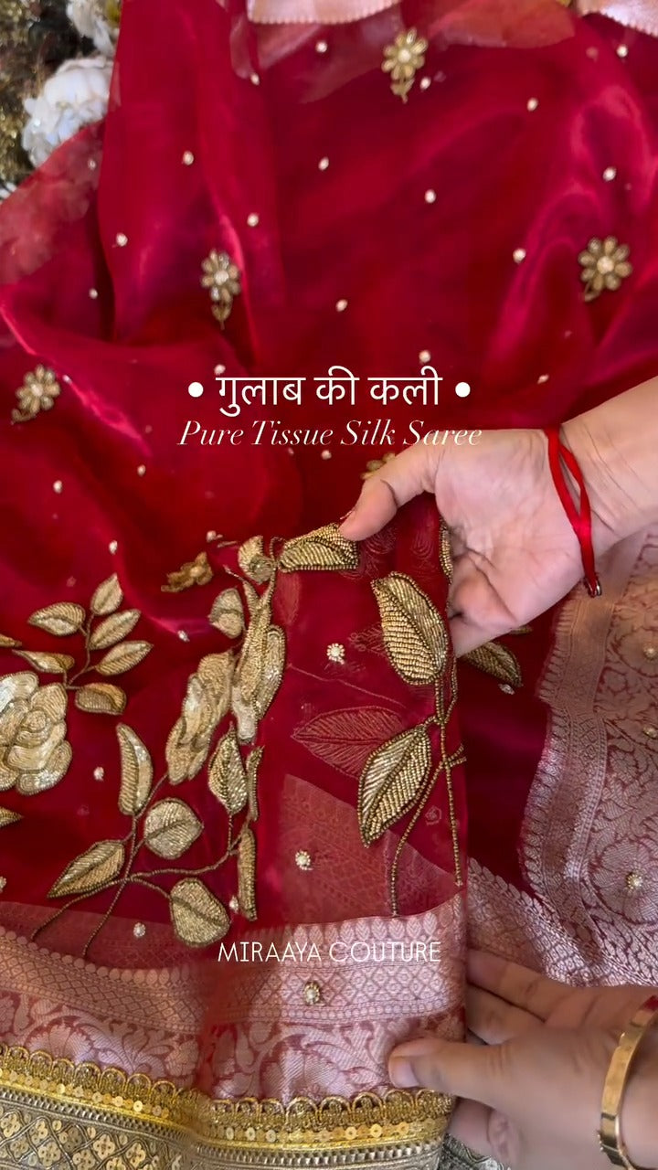 Gulab Raat Elegance Pure Banarasi Saree 🌹✨