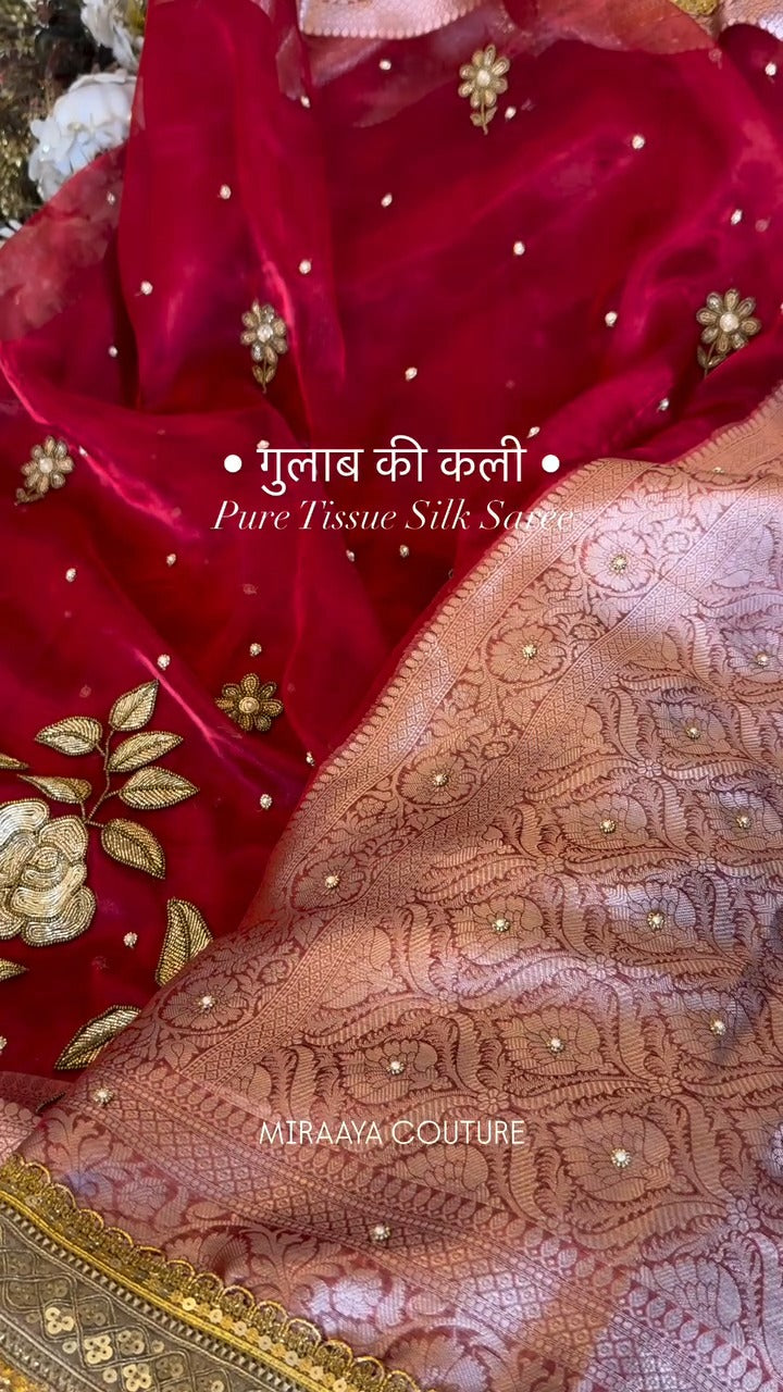 Gulab Raat Elegance Pure Banarasi Saree 🌹✨