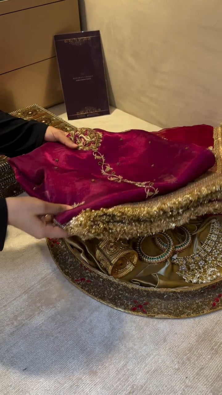 magenta Pure Banarasi Kora Silk Kadhwa Saree ❤️✨
