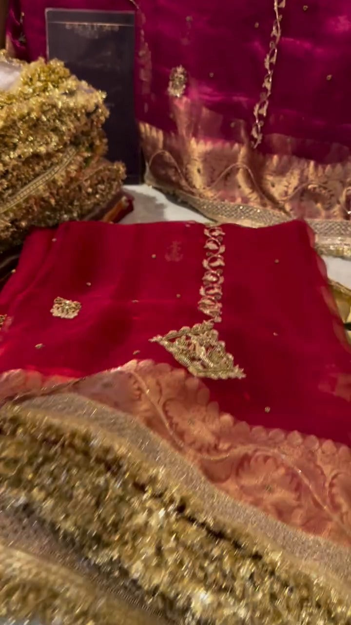 Red Pure Tissue Silk Banarasi Saree 🔥✨