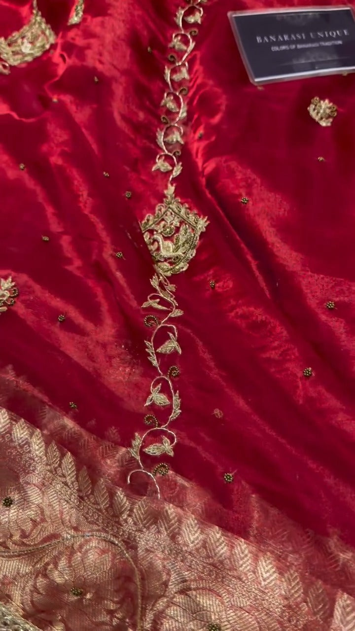 Red Pure Tissue Silk Banarasi Saree 🔥✨