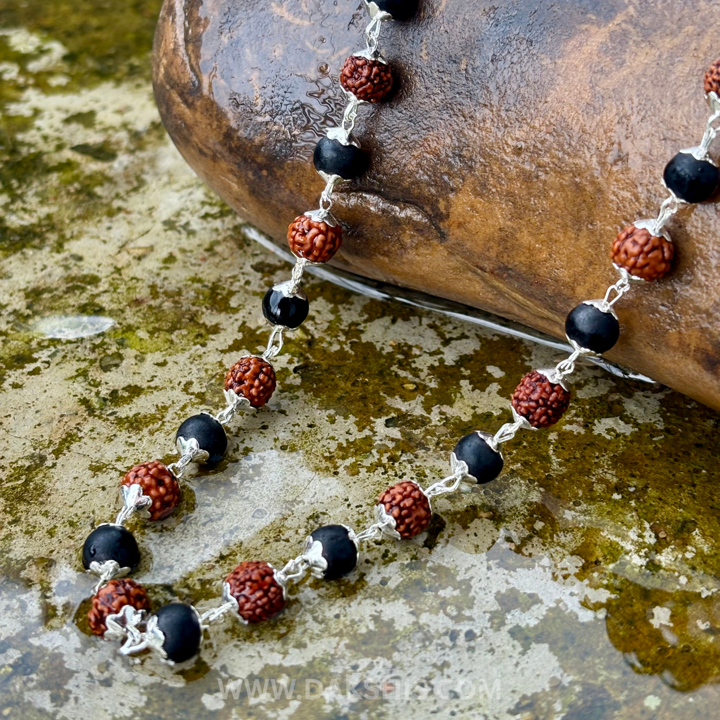 Silver Plated Rudraksha Karungali Mala