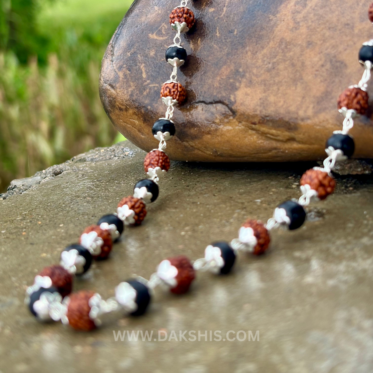 Silver Plated Rudraksha Karungali Mala
