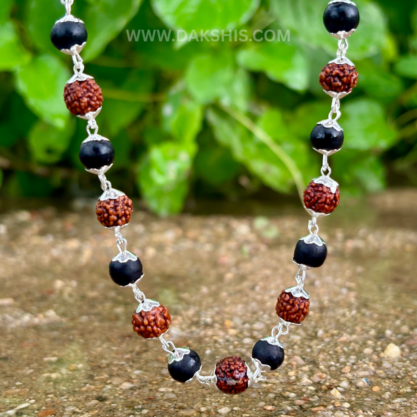 Silver Plated Rudraksha Karungali Mala