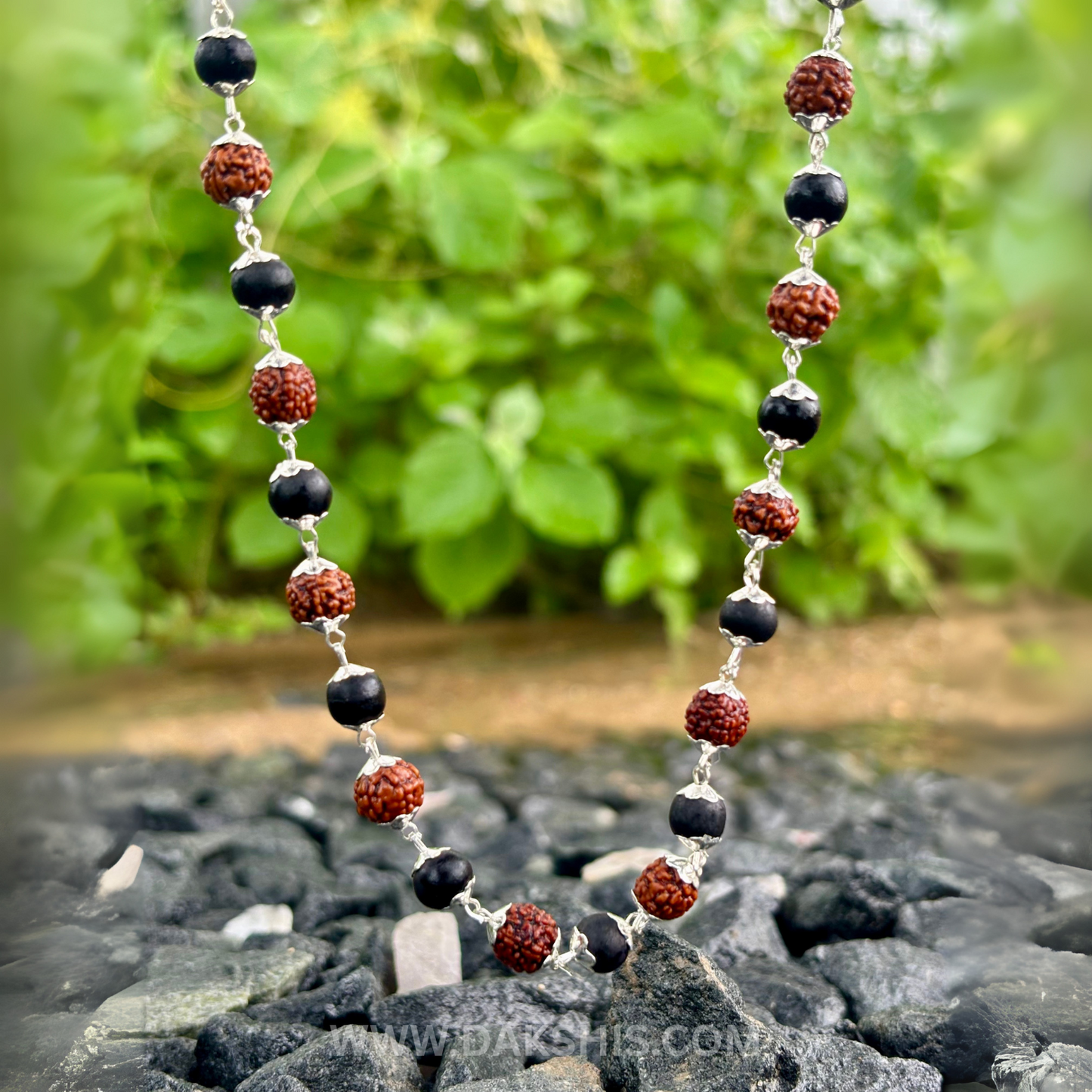 Silver Plated Rudraksha Karungali Mala