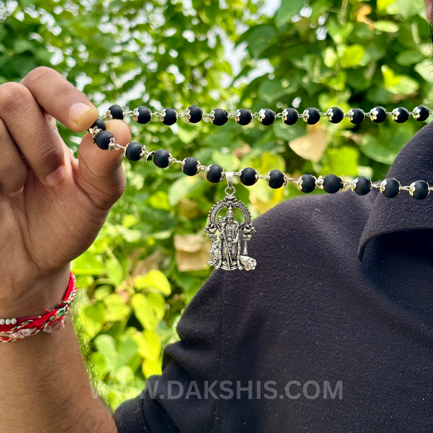 Karungali Malai with Silver Murugan Pendant