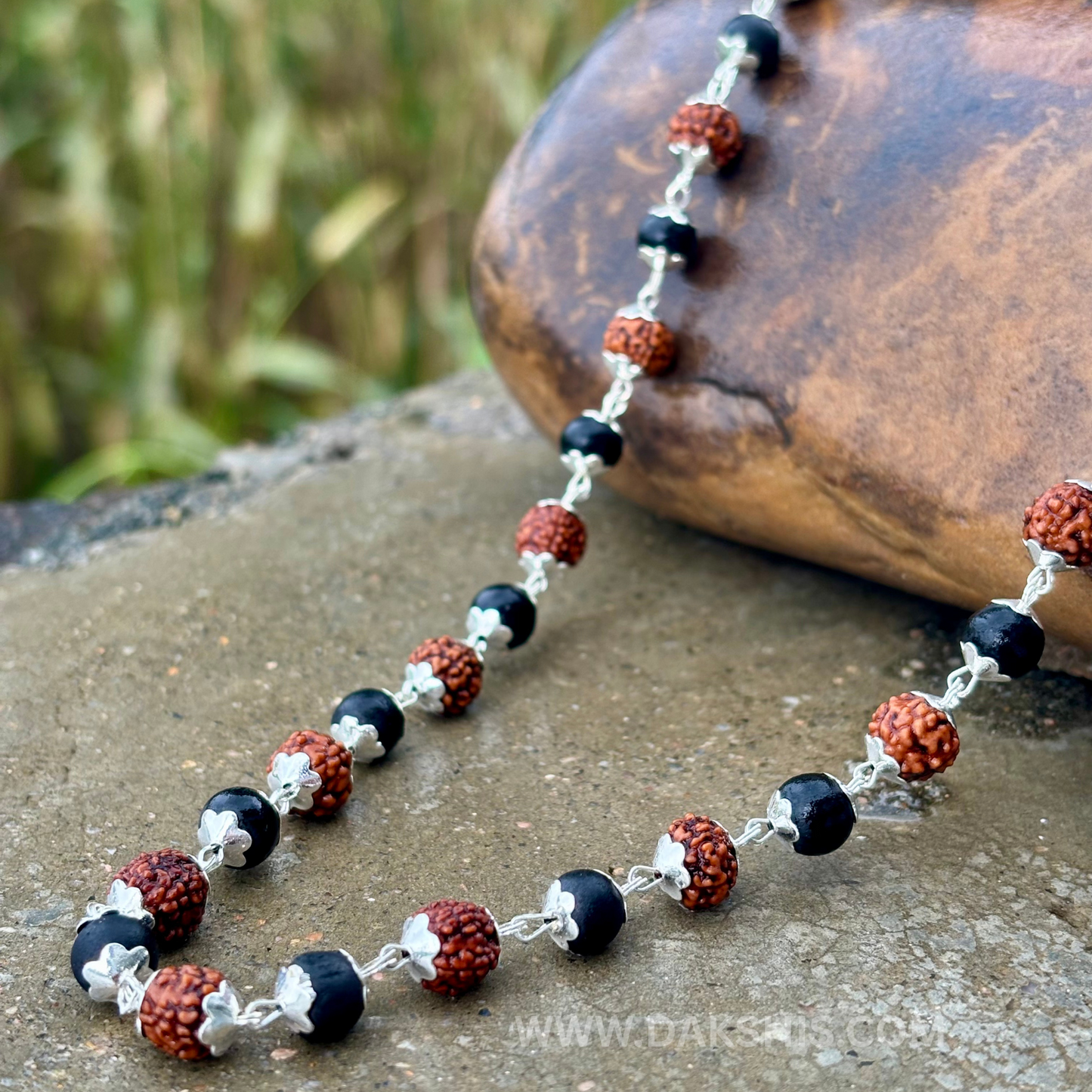 Silver Plated Rudraksha Karungali Mala