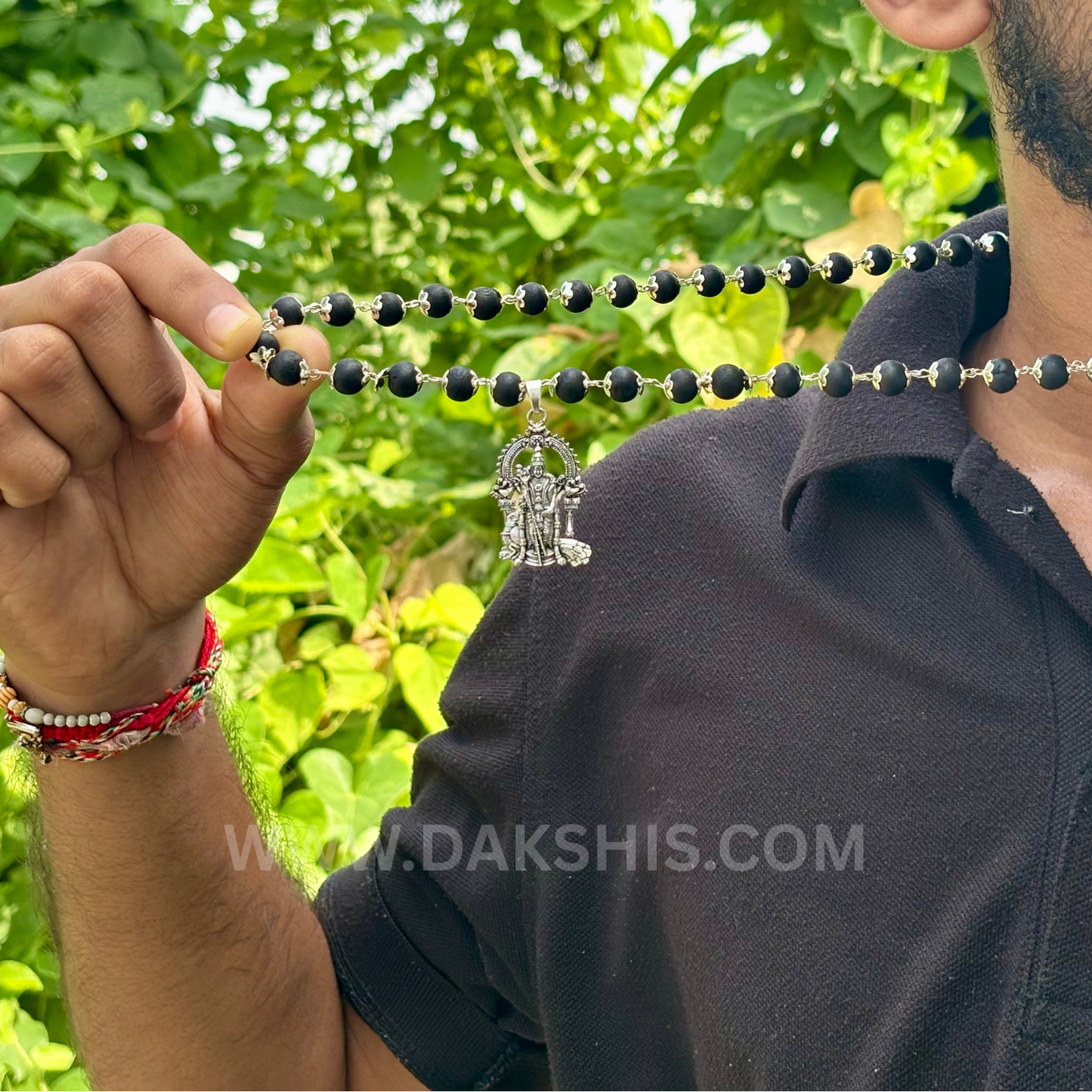 Karungali Malai with Silver Murugan Pendant