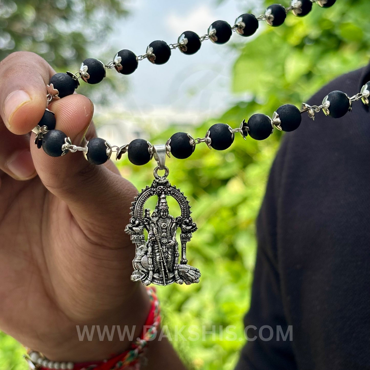 Karungali Malai with Silver Murugan Pendant