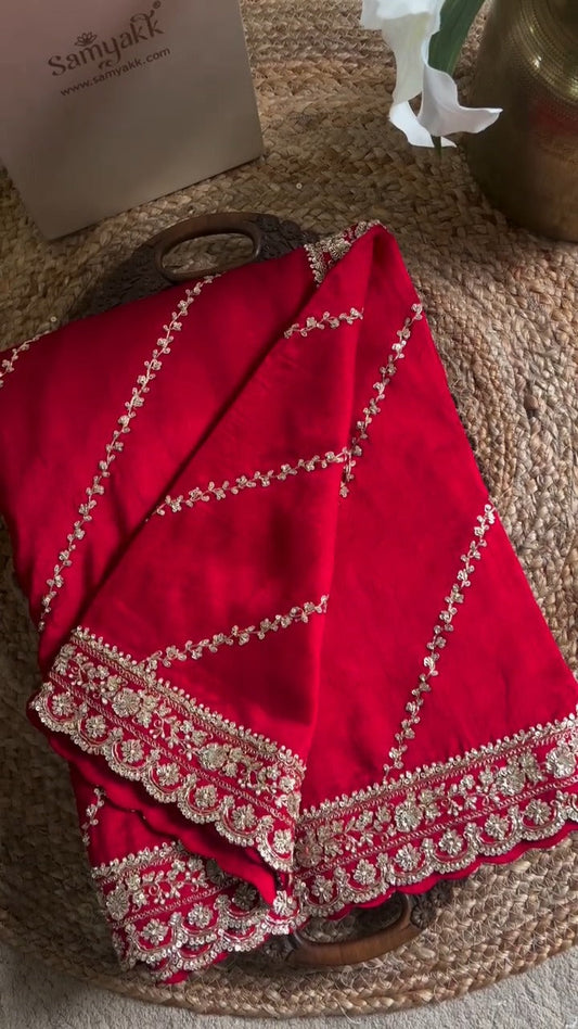 Red Raw Silk Designer Banarasi Saree 🔥✨