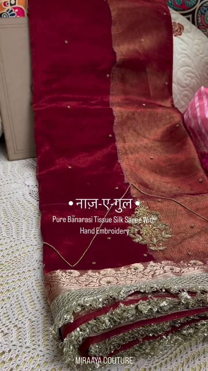 Naaz-e-Gul Banarasi Tissue Silk Saree 🌸✨