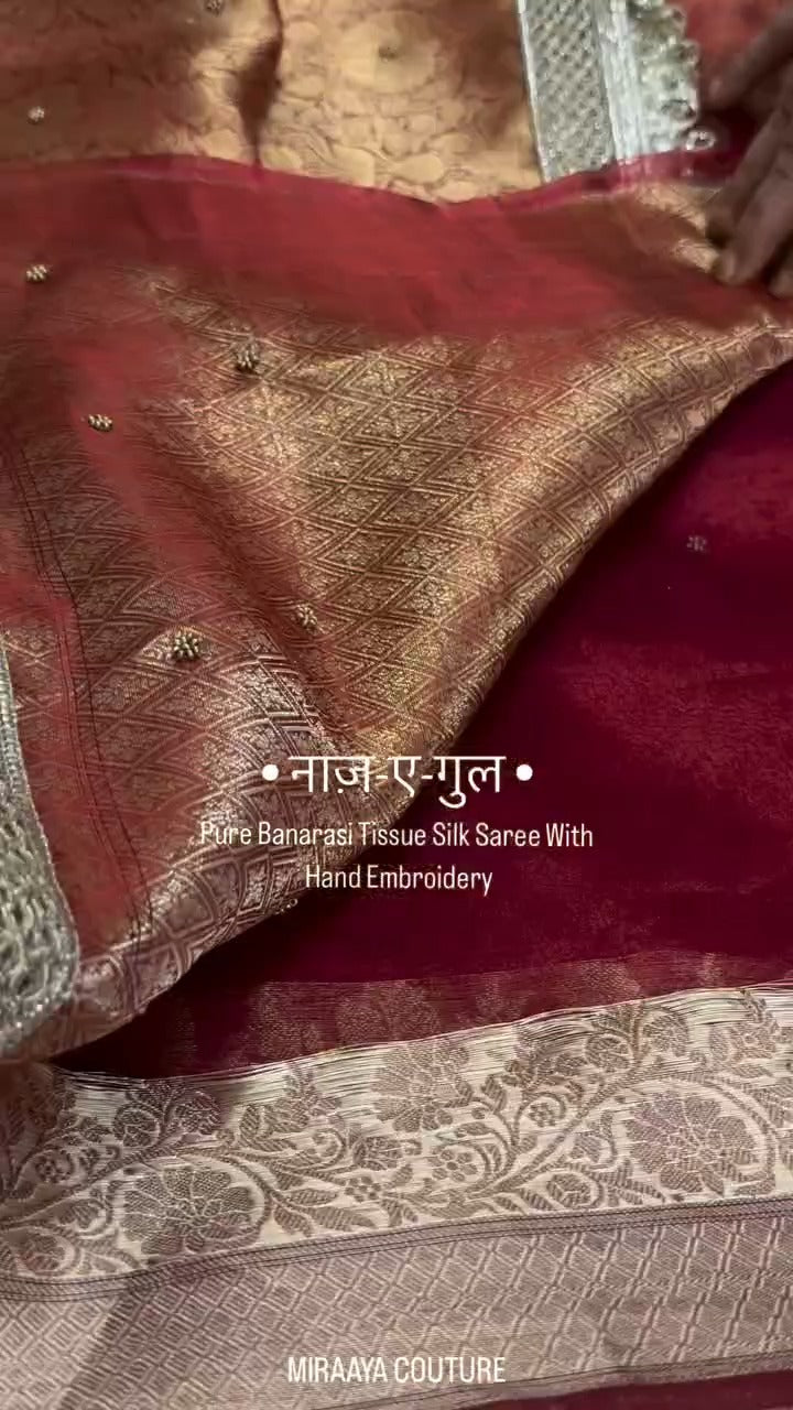 Naaz-e-Gul Banarasi Tissue Silk Saree 🌸✨