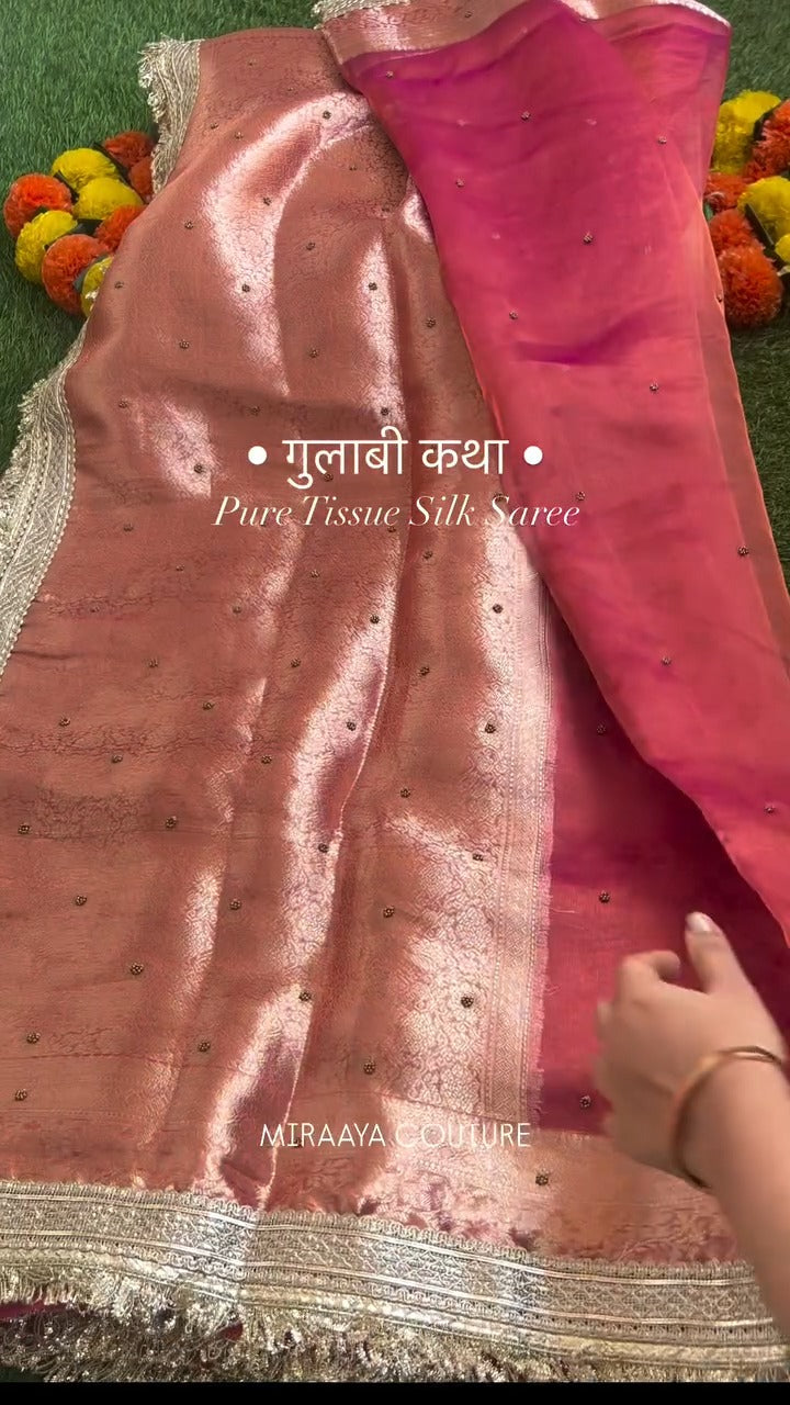 Blooming Gulab Pure Banarasi Saree 🌸🌹