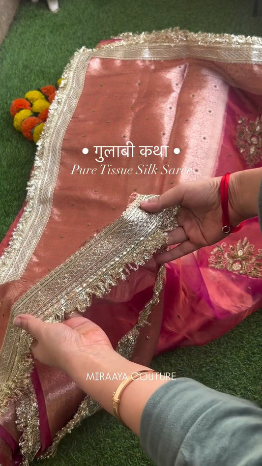 Blooming Gulab Pure Banarasi Saree 🌸🌹