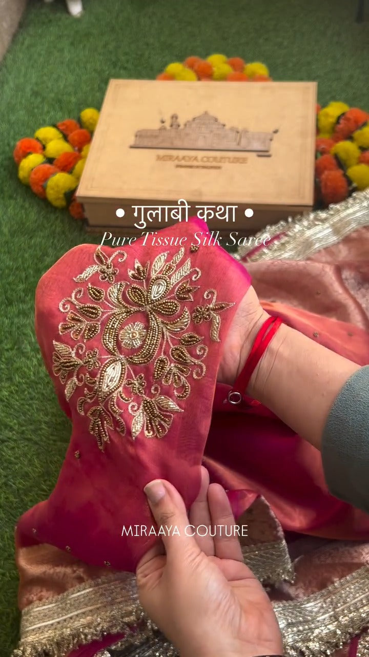 Blooming Gulab Pure Banarasi Saree 🌸🌹