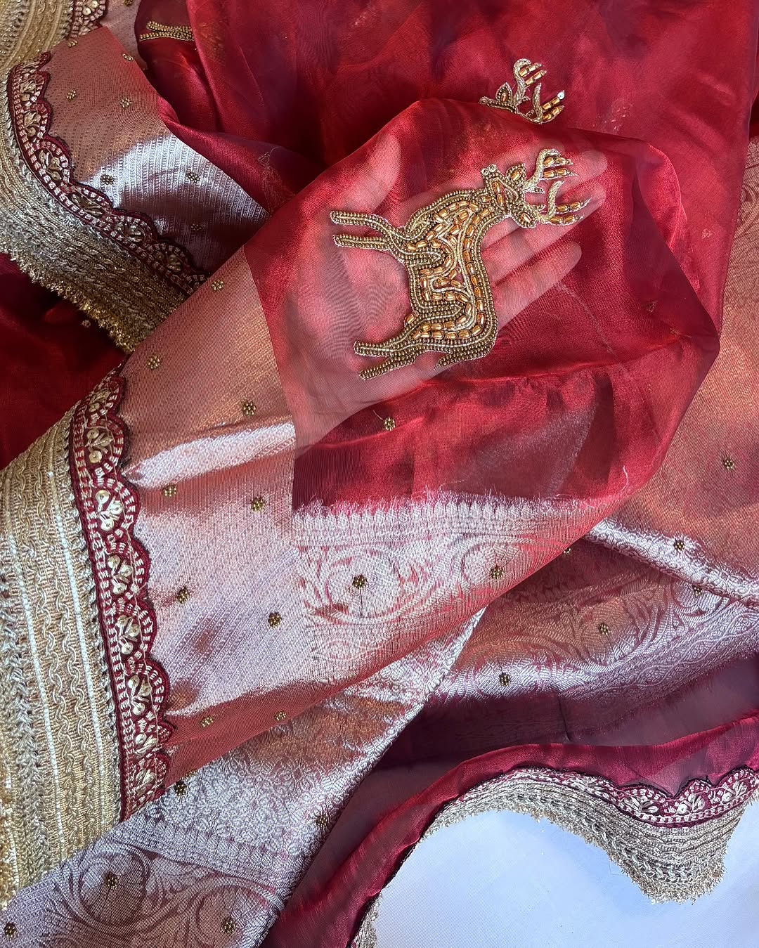 Royal Deer Pure Banarasi Kora Silk Kadhwa Saree 🦌✨
