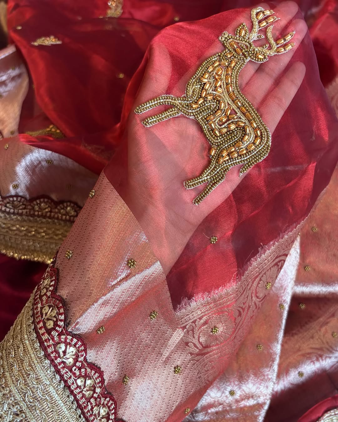 Royal Deer Pure Banarasi Kora Silk Kadhwa Saree 🦌✨