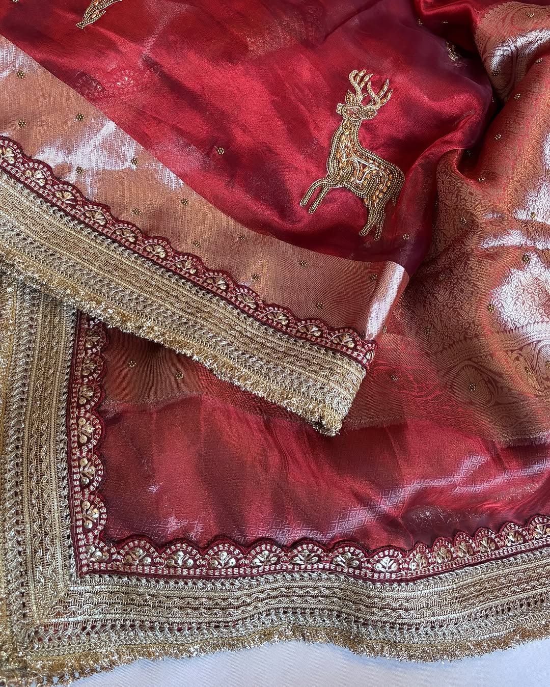 Royal Deer Pure Banarasi Kora Silk Kadhwa Saree 🦌✨
