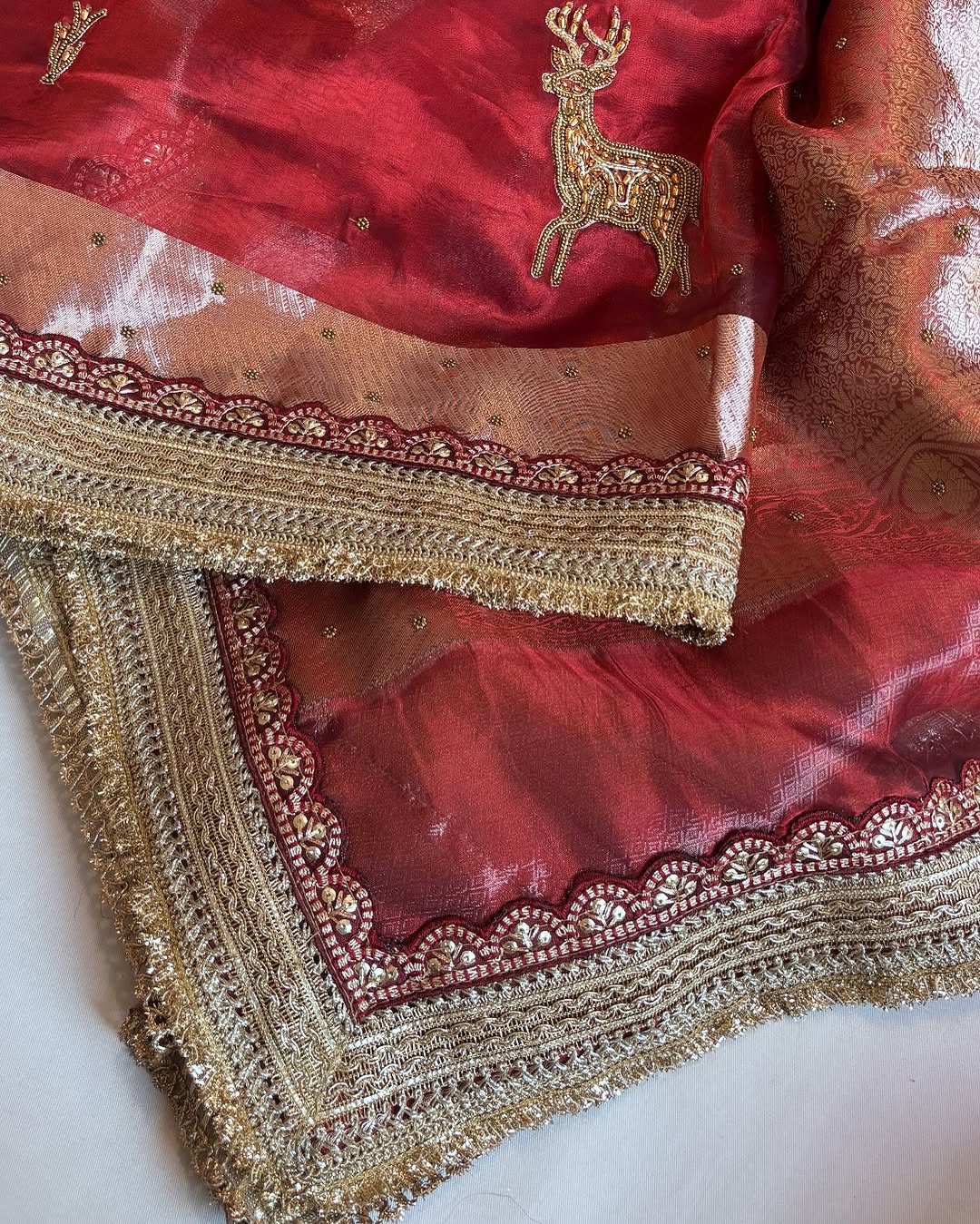 Royal Deer Pure Banarasi Kora Silk Kadhwa Saree 🦌✨