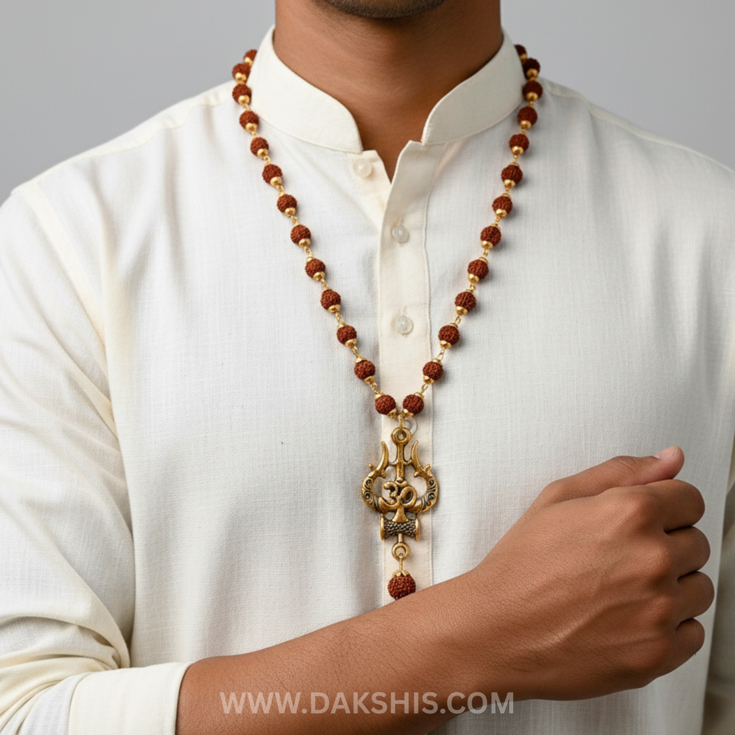 Gold Plated Trishool Rudraksha Necklace