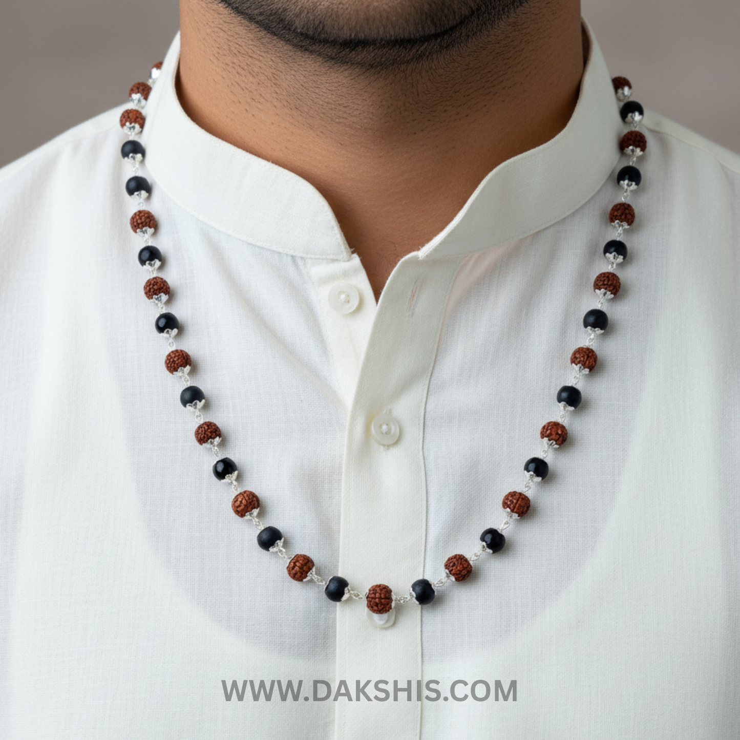 Silver Plated Rudraksha Karungali Mala