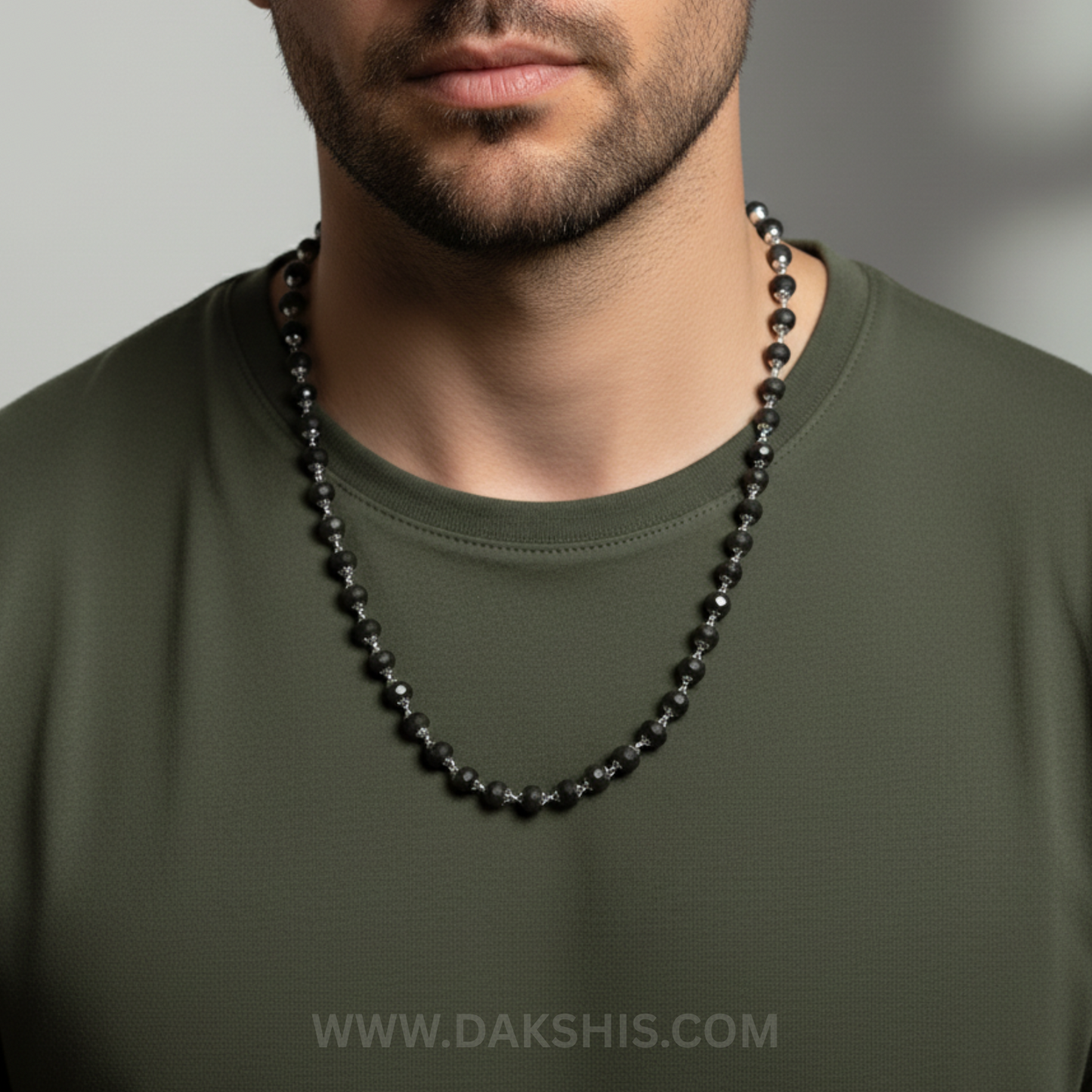 Karungali Malai Silver Cap Necklace