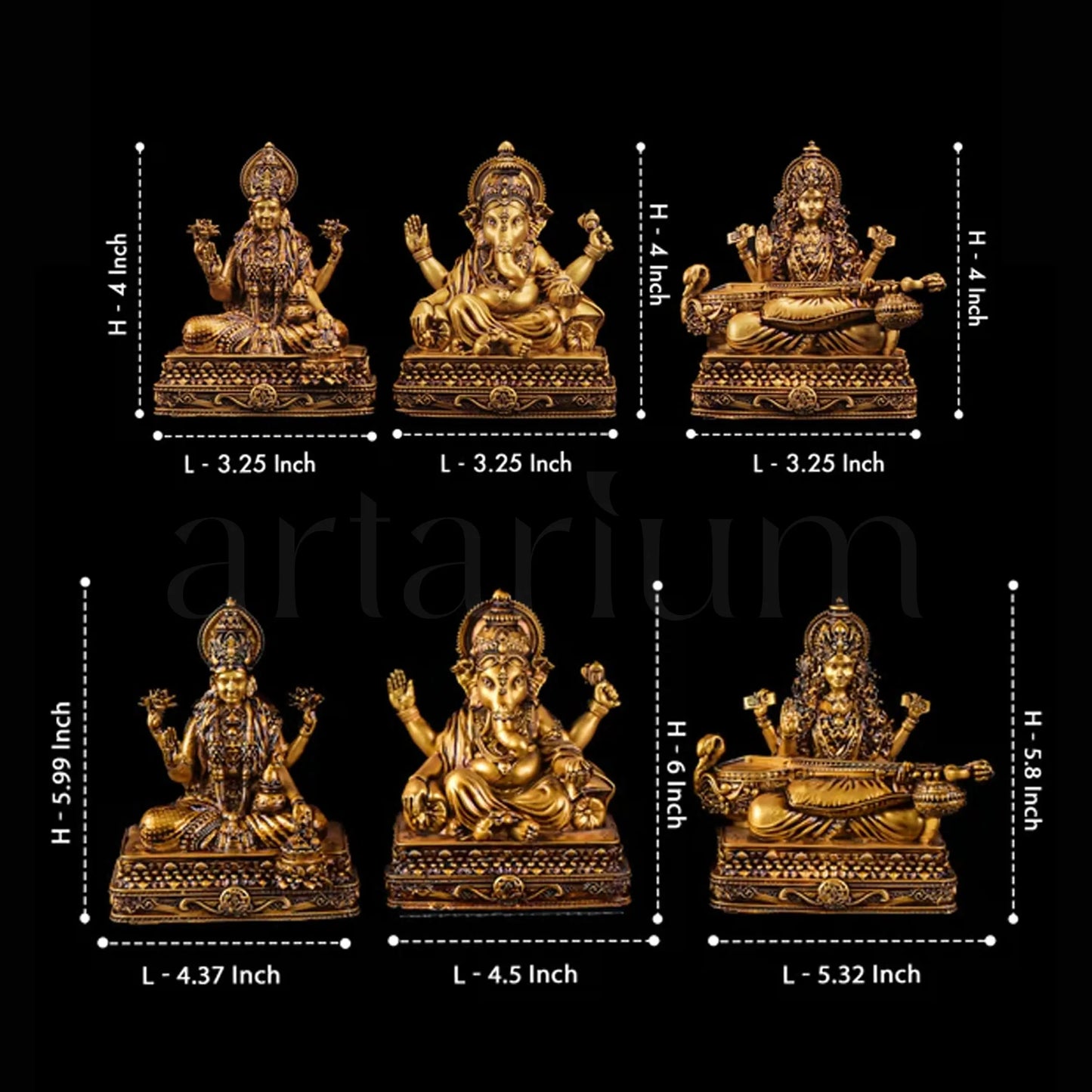 Shree Lakshmi Saraswati Ganesha Murti (Chowki)
